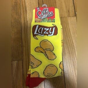 Sillies Socks "Lazy" Yellow Potato Chip Crew Socks